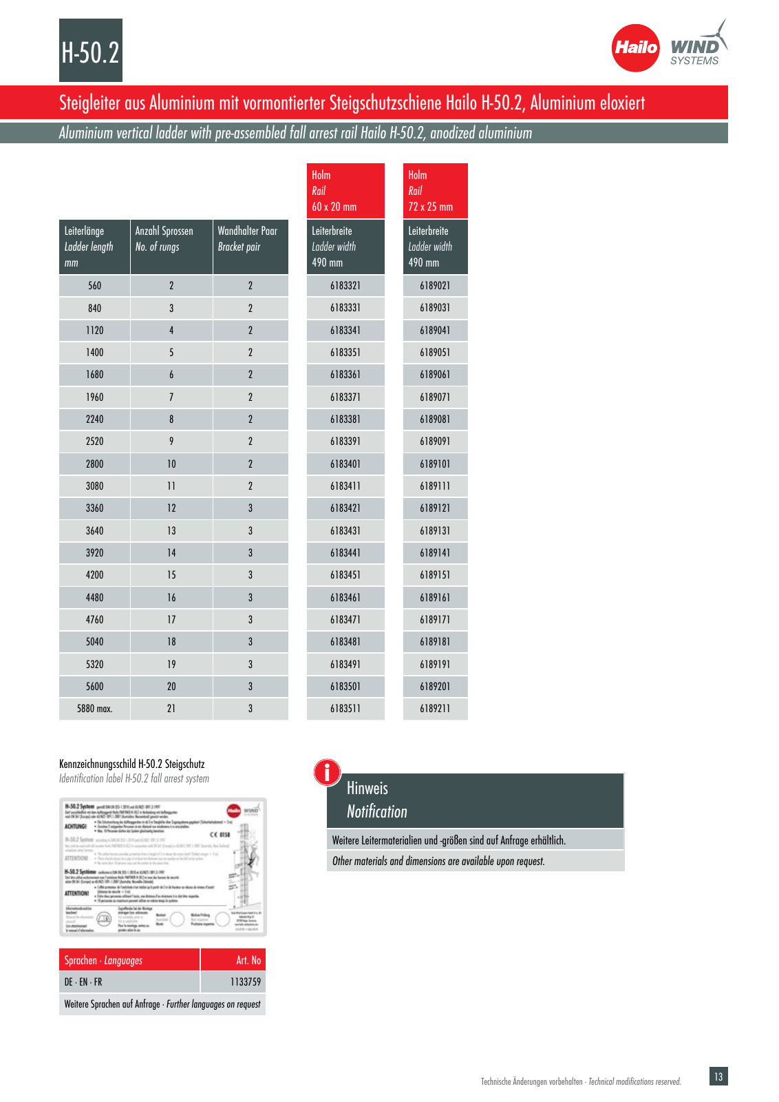 Vorschau Hailo Wind Systems Katalog/Catalog v09/22 Seite 13