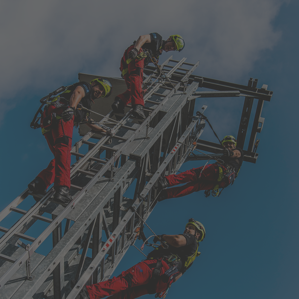 S.A.R.A. Mitarbeiter auf einer Leiter