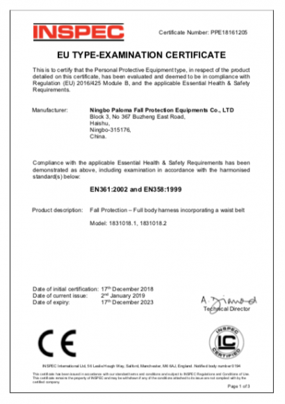 PPE Certificate EU